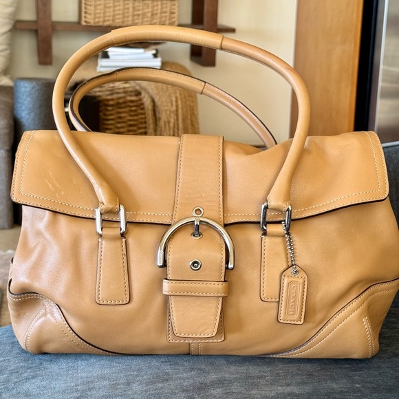 Coach Handbags - Coach Camel Smooth Leather Satchel